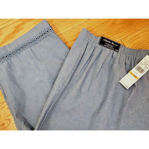 ALFRED DUNNER chambray Pants Woman Sz 24W blue capri BELLA VISTA cropped NWT